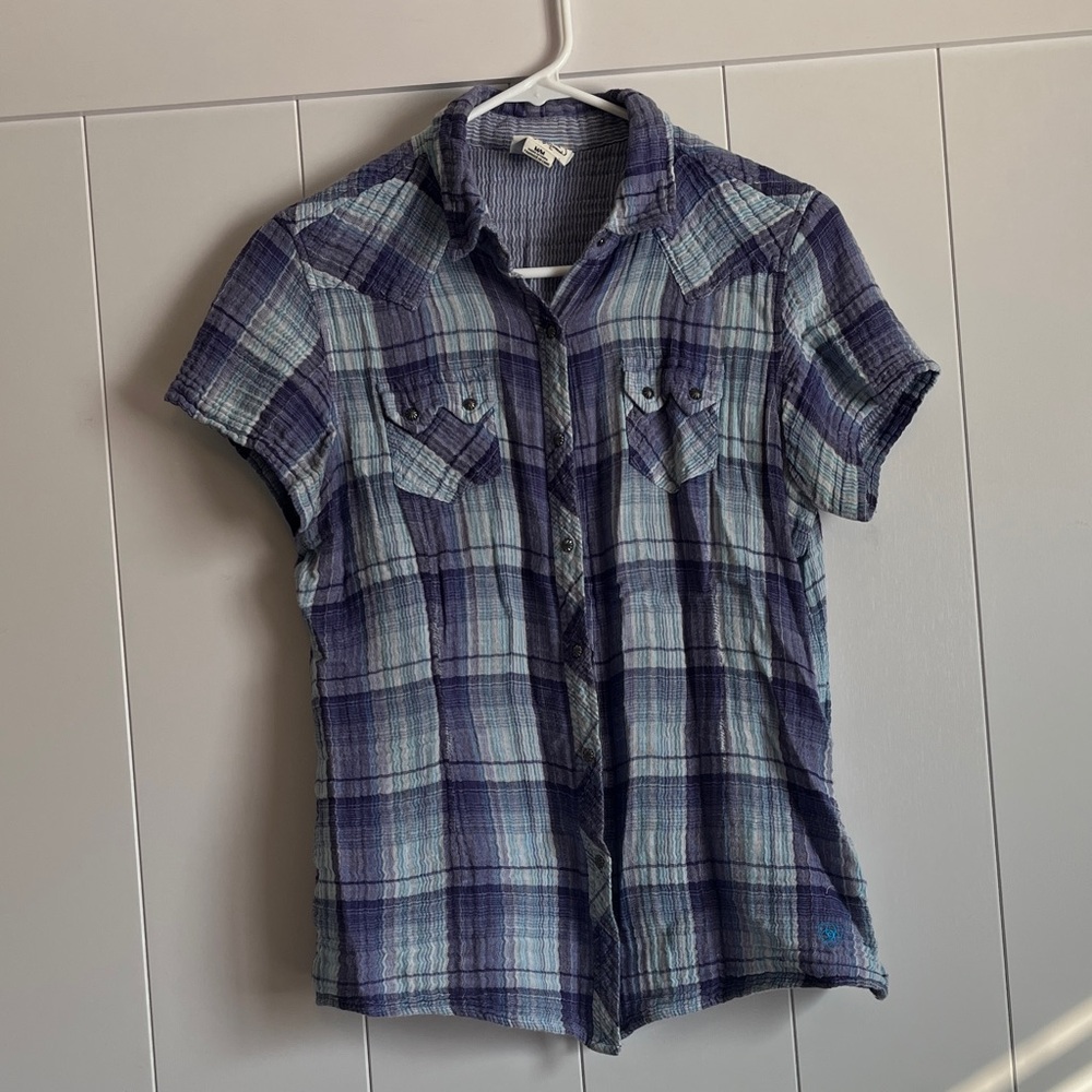 Ariat Plaid "Button" Down Shirt in Blue and Purple